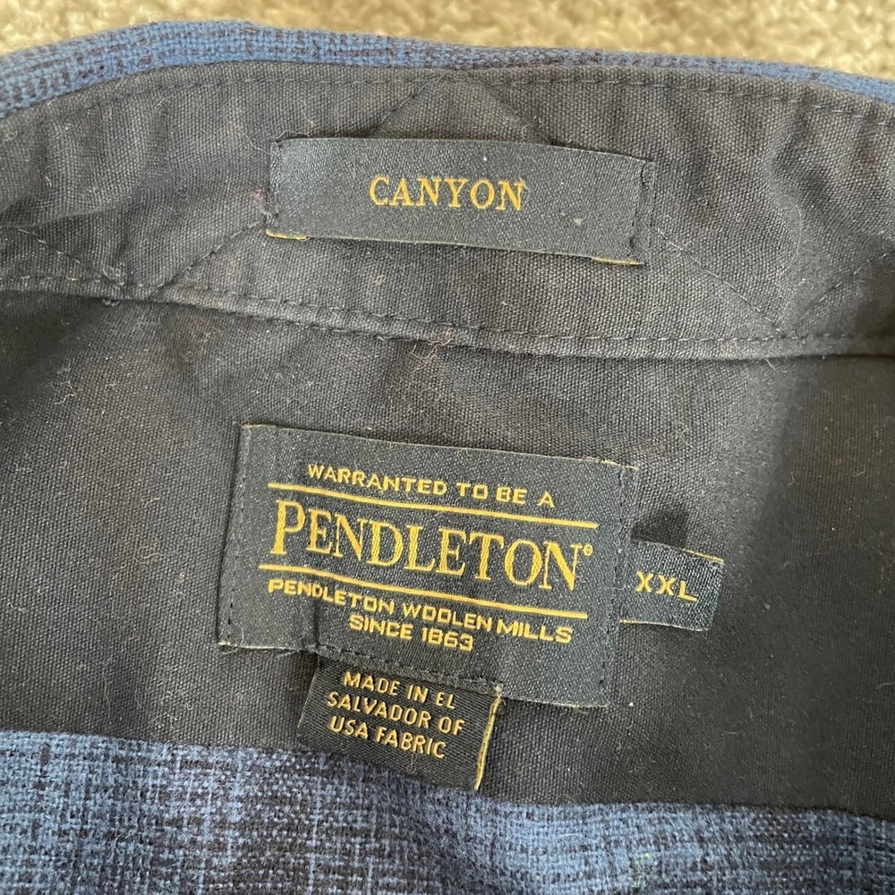 Pendleton Canyon Wool Shirt Mens XL Pearl Snap Flannel Western Ombre Plaid Blue - Picture 3 of 11